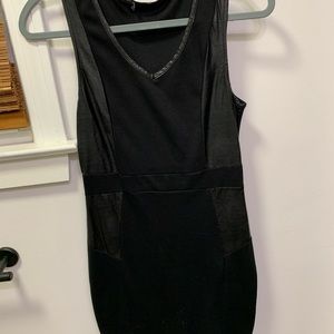 Tiny black dress- leather & cotton
